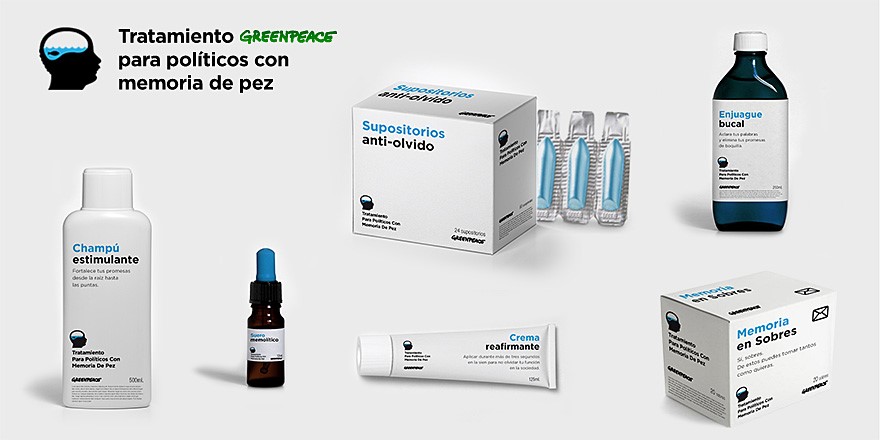 Medicamentos Memoria de Pez para campaña realizada para Greenpace España